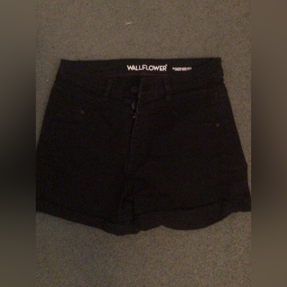 Wallflower Sassy High Rise Black Denim Shorts